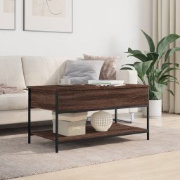 vidaXL Salontafel 100x50x50 cm bewerkt hout en metaal bruineikenkleur