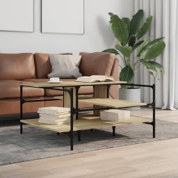 vidaXL Salontafel 100x100x48,5 cm bewerkt hout sonoma eikenkleurig