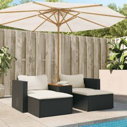 vidaXL 5-delige Loungeset met kussens poly rattan acacia zwart