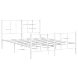 vidaXL Bedframe met hoofd- en voeteneinde metaal wit 135x190 cm