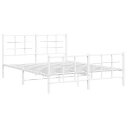 vidaXL Bedframe met hoofd- en voeteneinde metaal wit 150x200 cm