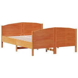 vidaXL Bed met matras massief grenenhout wasbruin 140x190 cm