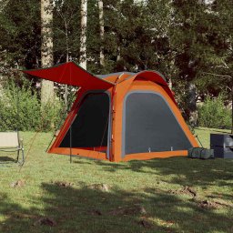 vidaXL Tent 4-persoons waterdicht snelontgrendeling grijs en oranje