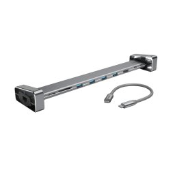 Hama 9in1-USB-C-dockingstation voor 4x USB-A, USB-C, HDMIO, LAN, SD, microSD USB Hub Grijs