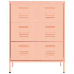 vidaXL Ladekast 80x35x101,5 cm staal roze