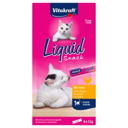 24x15g Cat Liquid- met Kip + Taurine Vitakraft Kattensnacks