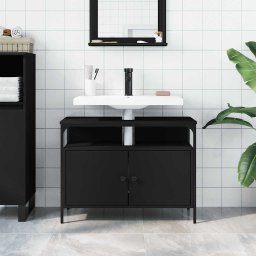 vidaXL Wastafelkast 80x30x60 cm bewerkt hout zwart
