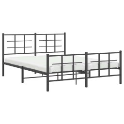 vidaXL Bedframe met hoofd- en voeteneinde metaal zwart 150x200 cm