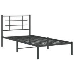 vidaXL Bedframe met hoofdbord metaal zwart 90x190 cm