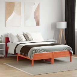 vidaXL Bed met matras massief grenenhout wasbruin 140x190 cm