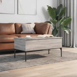 vidaXL Salontafel 100x50x45 cm bewerkt hout en metaal grijs sonoma