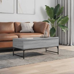 vidaXL Salontafel 100x50x40 cm bewerkt hout en metaal grijs sonoma