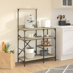 vidaXL Bakkersrek 90x40x132 cm bewerkt hout en metaal sonoma eiken