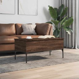 vidaXL Salontafel 100x50x45 cm bewerkt hout en metaal bruin eikenkleur