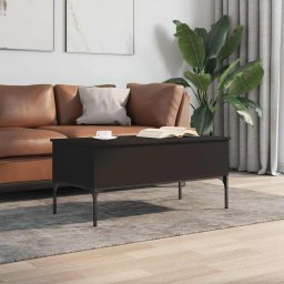 vidaXL Salontafel 100x50x45 cm bewerkt hout en metaal zwart