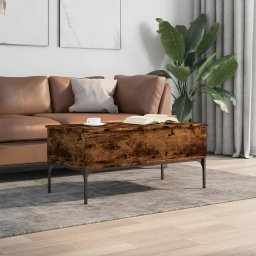 vidaXL Salontafel 100x50x45 cm bewerkt hout en metaal gerookt eiken