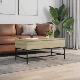 vidaXL Salontafel 100x50x45 cm bewerkt hout en metaal sonoma eiken