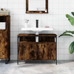 vidaXL Badkamerkast 80x30x60 cm bewerkt hout gerookt eikenkleurig