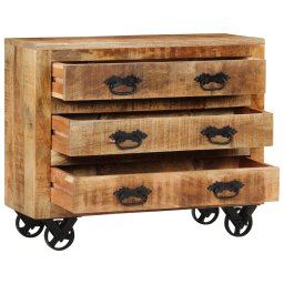 vidaXL Dressoir met 3 lades 80x30x65 cm massief ruw mangohout