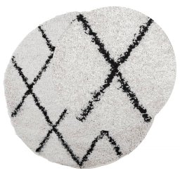vidaXL Vloerkleed PAMPLONA shaggy hoogpolig Ø 280 cm crème en zwart