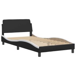 vidaXL Bedframe "Dover" kunstleer zwart en wit 100x200 cm