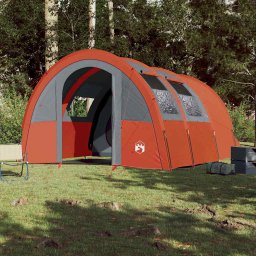 vidaXL Tunneltent 4-persoons waterdicht grijs en oranje