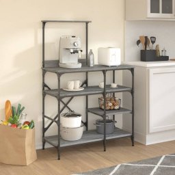 vidaXL Bakkersrek 90x40x132 cm bewerkt hout en metaal grijs sonoma