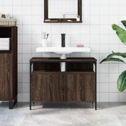 vidaXL Wastafelkast 80x30x60 cm bewerkt hout bruin eikenkleurig