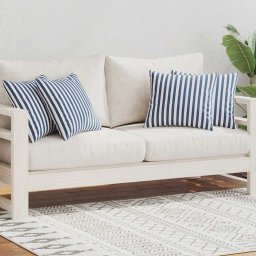 vidaXL Buitenkussens 45x45 cm gestreept marineblauw 4 st