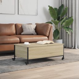 vidaXL Salontafel met wielen 91x55x34 cm bewerkt hout sonoma eiken