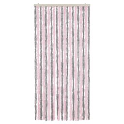 vidaXL Vliegengordijn 90x220 cm chenille zilvergrijs en roze