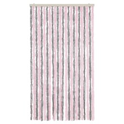vidaXL Vliegengordijn 100x200 cm chenille zilvergrijs en roze