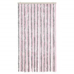 vidaXL Vliegengordijn 100x220 cm chenille zilvergrijs en roze