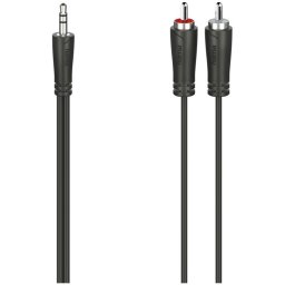 Hama Audiokabel, 3,5-mm-jack-stekker - 2 cinch-stekker, stereo 1.5m Mini jack kabel Zwart