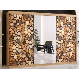 Kledingkast DREMBO 3 schuifdeuren 250 cm artisan eik met spiegel