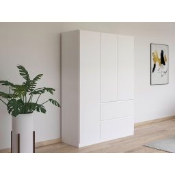 Kledingkast JOHAN 3 deuren 2 lades wit