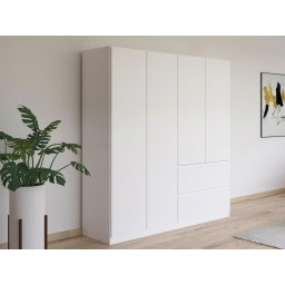 Kledingkast JOHAN 4 deuren 2 lades wit