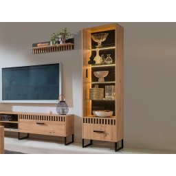 Vitrinekast LAMINE 1 deur 1 lade artisan eik