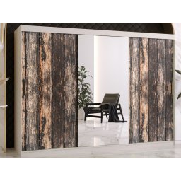 Kledingkast TODY 2 schuifdeuren 250 cm mat wit met spiegel