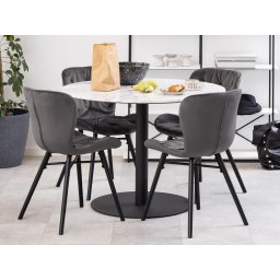 Ronde eettafel LORBY Ø105 cm marmer wit/zwart