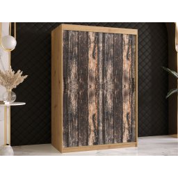Kledingkast TODY 2 schuifdeuren 120 cm artisan eik