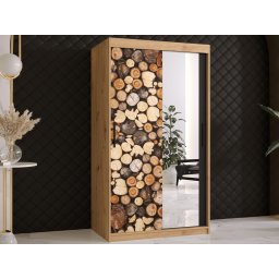 Kledingkast DREMBO 2 schuifdeuren 100 cm artisan eik met spiegel