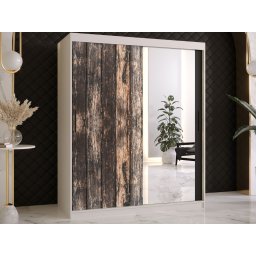 Kledingkast TODY 2 schuifdeuren 150 cm mat wit met spiegel