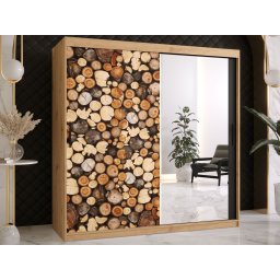 Kledingkast DREMBO 2 schuifdeuren 180 cm artisan eik met spiegel
