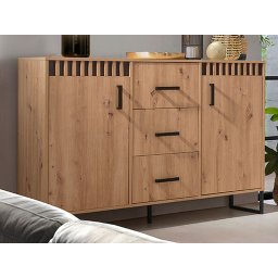 Dressoir LAMINE 2 deuren 3 lades artisan eik