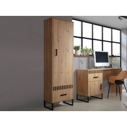 Kolomkast LAMINE 1 deur 1 lade artisan eik