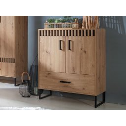 Commode LAMINE 2 deuren 1 lade artisan eik