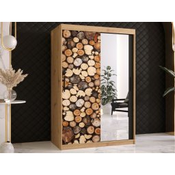 Kledingkast DREMBO 2 schuifdeuren 120 cm artisan eik met spiegel