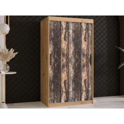 Kledingkast TODY 2 schuifdeuren 100 cm artisan eik