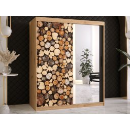 Kledingkast DREMBO 2 schuifdeuren 150 cm artisan eik met spiegel